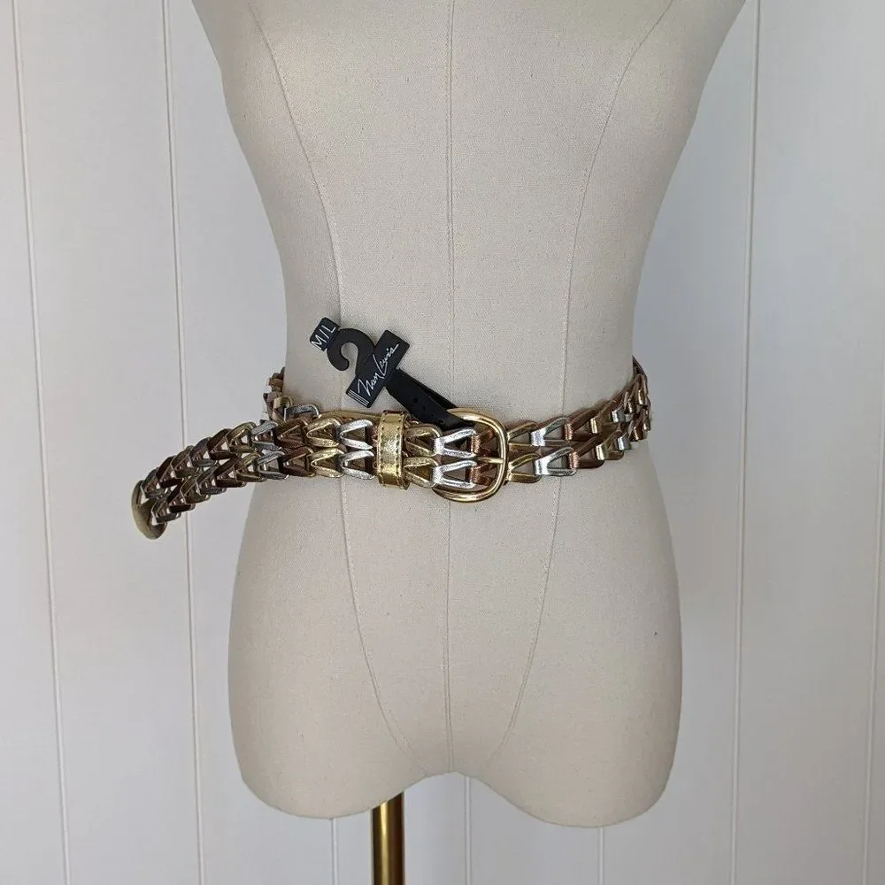 Vintage Nan Lewis, Ribco USA Gold Woven Belt - 39.5